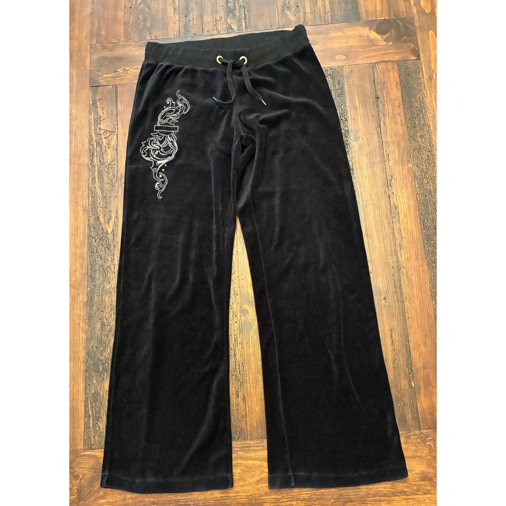 Harley Davidson Velour Pants Vintage Y2K Bikercore Women's Size Medium 90s Bling